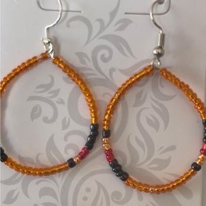 Bead hoop hook earrings